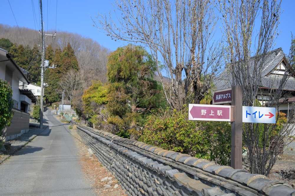 宝登山・長瀞アルプス登山口へ向かう分岐の案内看板(ルート目印)