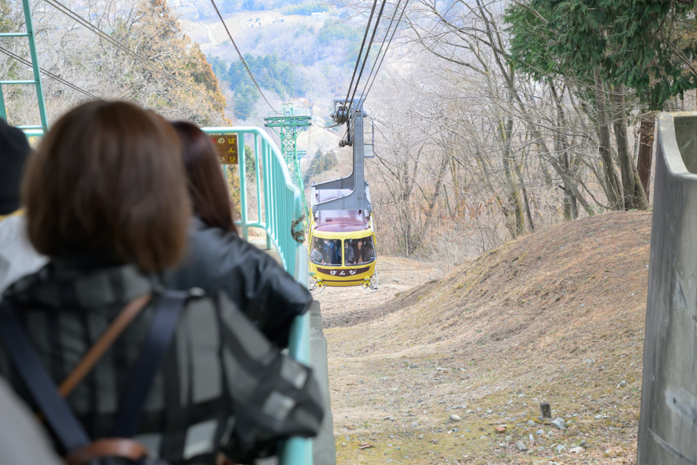 宝登山ロープウェイの様子(山頂と麓を結ぶ観光ロープウェイ)