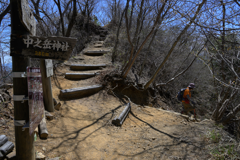 新緑が気持ちいい妙義山 中之岳神社方面へ下る登山道の風景